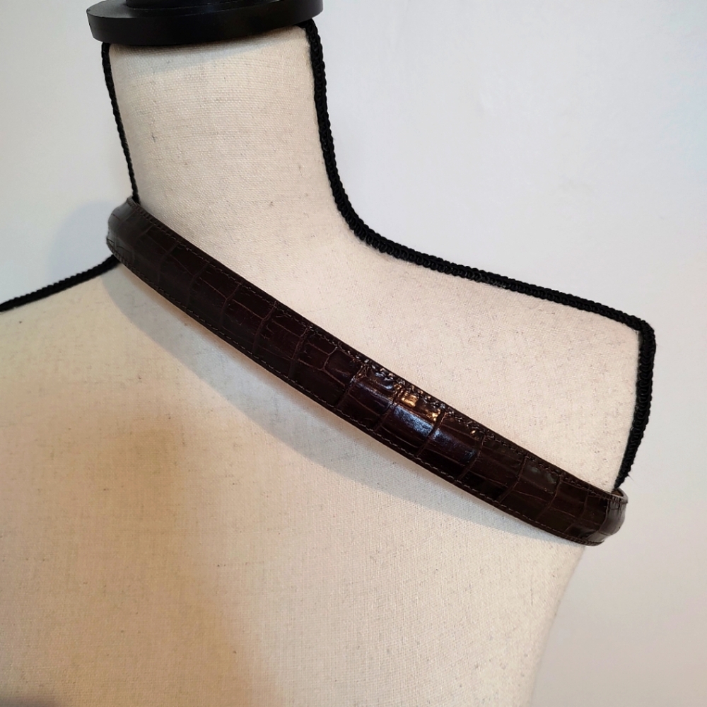 Brighton Women's Faux Alligator Leather Golf Charm Belt Brown Silver Tone M/L - Picture 6 of 9